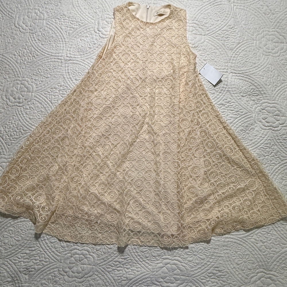 Everleigh Lace Trapeze Dress Womens Small Natural Cream Sleeveless Boho Coquette
